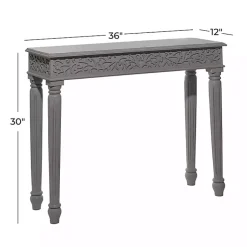 Kirklands Home Carved Wood Console Table Gray New