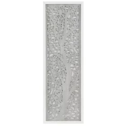 Kirklands Home Carved Wood Laurel Branches Panel Wall Plaque Gray Hot