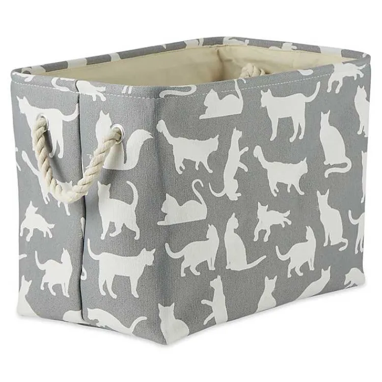 Baskets & Boxes>Kirklands Home Cats Meow Rectangular Storage Bin, 14 in. Gray