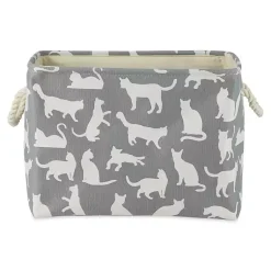 Baskets & Boxes>Kirklands Home Cats Meow Rectangular Storage Bin, 14 in. Gray