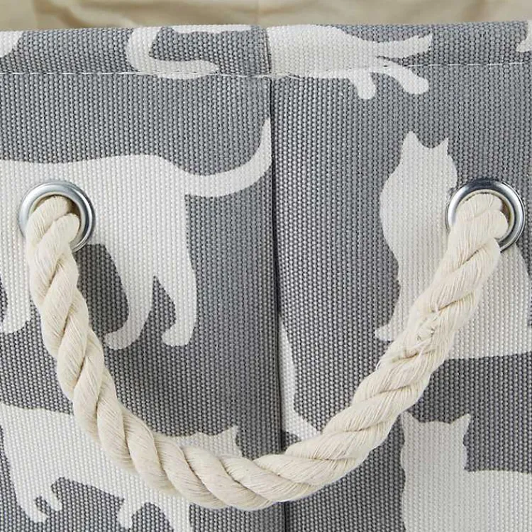 Baskets & Boxes>Kirklands Home Cats Meow Rectangular Storage Bin, 14 in. Gray