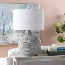 Kirklands Home Ceramic Braid Table Lamp Gray Clearance