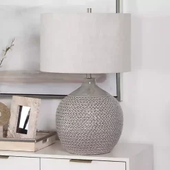 Kirklands Home Ceramic Braid Table Lamp Gray Clearance