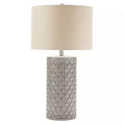 Kirklands Home Ceramic Embossed Geometric Table Lamp Gray Hot
