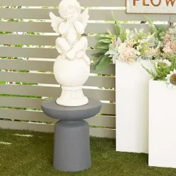 Kirklands Home Ceramic Round Top Garden Stool Gray Outlet