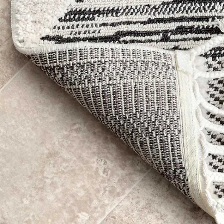 Kirklands Home Gray Checkered Tiles Area Rug with Tassels, 5x7 Outlet