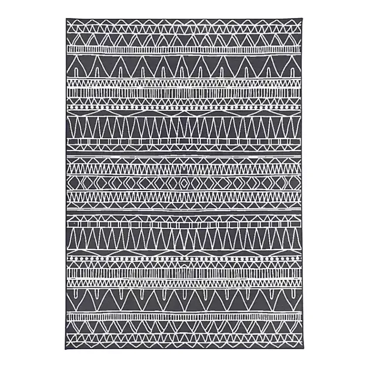Kirklands Home Gray Chelsea Geometric Washable Area Rug, 5x7 New