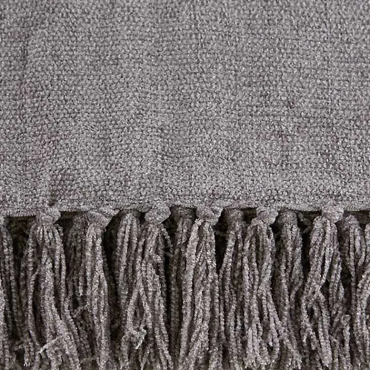 Blankets & Throws>Kirklands Home Chenille Fringe Throw Gray