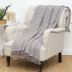 Blankets & Throws>Kirklands Home Chevron and Dash Throw Gray