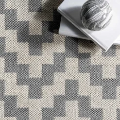 Kirklands Home Gray Chevron Cotton Tassel Area Rug, 8x10