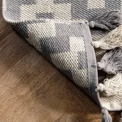 Kirklands Home Gray Chevron Cotton Tassel Area Rug, 8x10