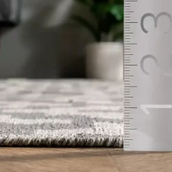 Kirklands Home Gray Chevron Cotton Tassel Area Rug, 8x10