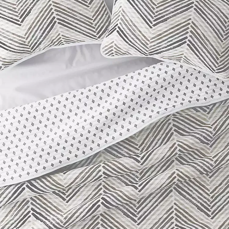 Kirklands Home Gray Chevron Reversible 3-pc. King Quilt Set Sale