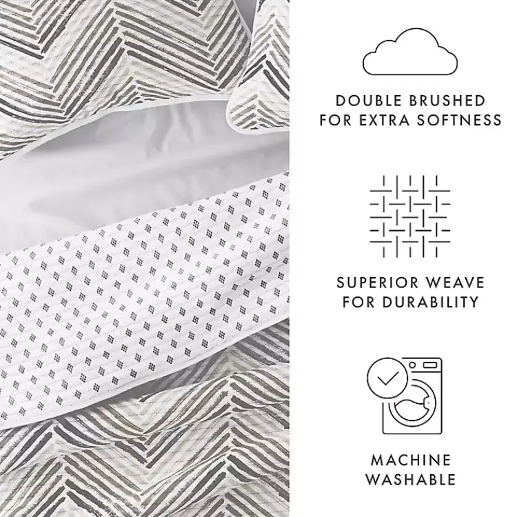 Kirklands Home Gray Chevron Reversible 3-pc. King Quilt Set Sale