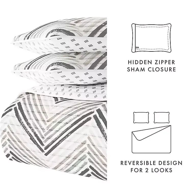 Kirklands Home Gray Chevron Reversible 3-pc. King Quilt Set Sale