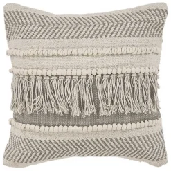 Pillows>Kirklands Home Gray Comfort Fringe Pillow