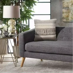 Pillows>Kirklands Home Gray Comfort Fringe Pillow