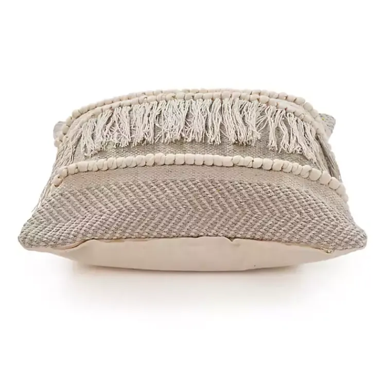 Pillows>Kirklands Home Gray Comfort Fringe Pillow