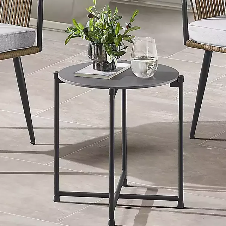 Kirklands Home Concrete Top Outdoor Cocktail Table Gray Hot