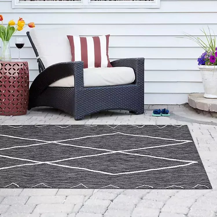 Kirklands Home Connected Diamond Outdoor Area Rug, 8x10 Gray