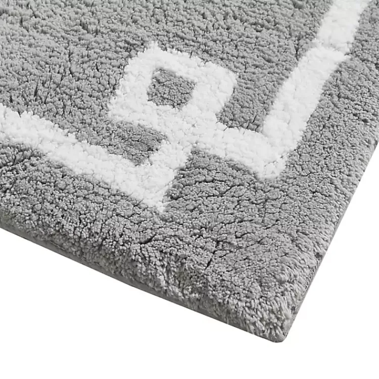 Kirklands Home Cotton Tufted Bath Mat with Border, 40 in. Gray Outlet