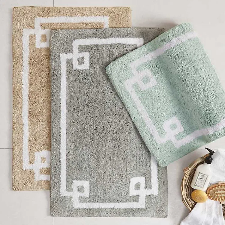 Kirklands Home Cotton Tufted Bath Mat with Border, 40 in. Gray Outlet