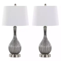 Kirklands Home Crackle Glass Teardrop Table Lamps, Set of 2 Gray Outlet