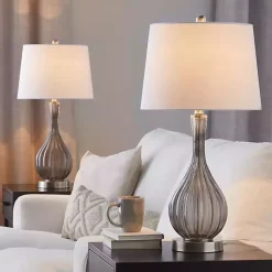 Kirklands Home Crackle Glass Teardrop Table Lamps, Set of 2 Gray Outlet