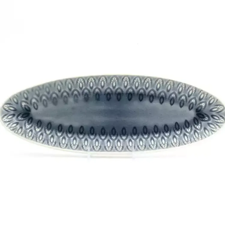 Kirklands Home Crackle Glaze Peacock Appetizer Platter Gray Outlet