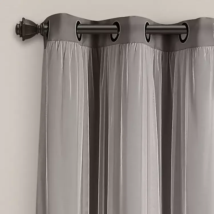 Kirklands Home Curtain Panel Set with Overlay, 84 in. Gray
