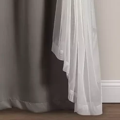 Kirklands Home Curtain Panel Set with Overlay, 84 in. Gray