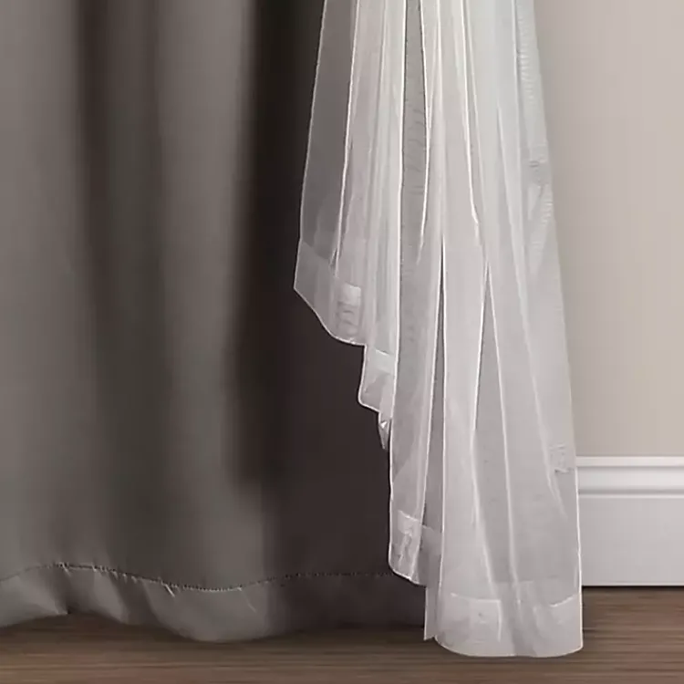 Kirklands Home Curtain Panel Set with Overlay, 84 in. Gray