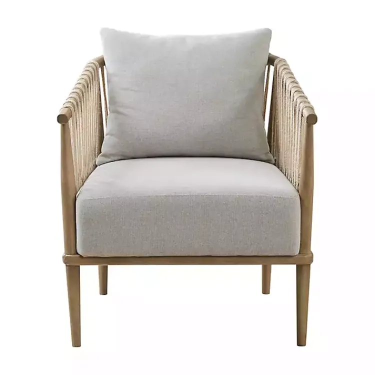 Kirklands Home Curved Wood and Jute Rope Accent Chair Gray