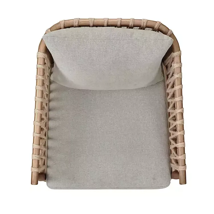 Kirklands Home Curved Wood and Jute Rope Accent Chair Gray