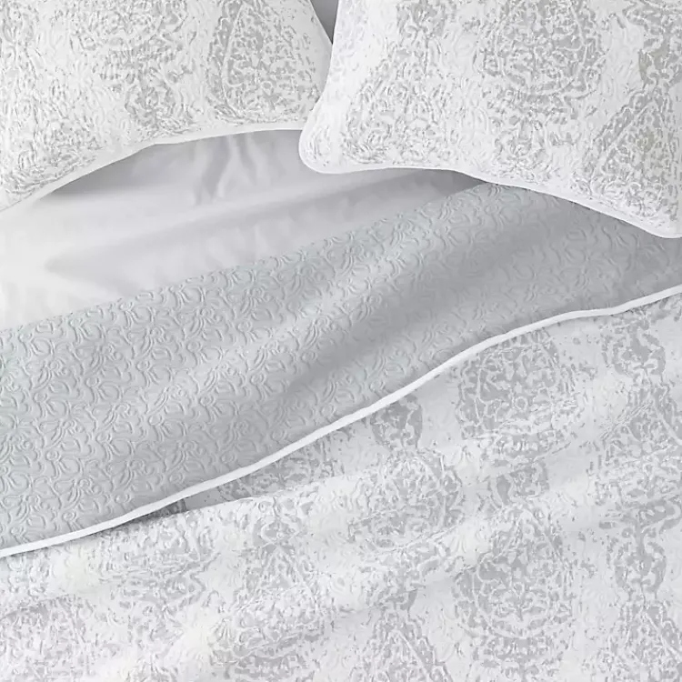 Kirklands Home Gray Damask Reversible 3-pc. Queen Quilt Set Online