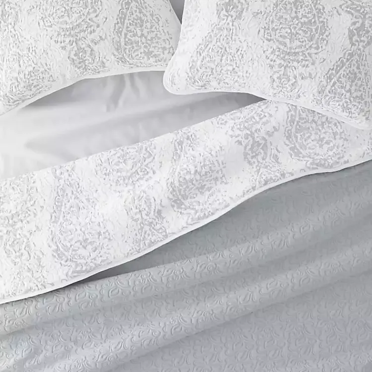 Kirklands Home Gray Damask Reversible 3-pc. Queen Quilt Set Online