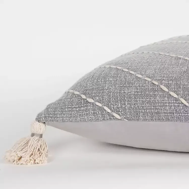 Pillows>Kirklands Home Diamond Kantha Stitched Throw Pillow Gray