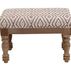 Kirklands Home Gray Diamond Upholstered Ottoman Online