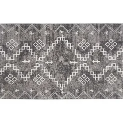 Kirklands Home Gray Distressed Geo Markings Accent Rug, 2x3 New