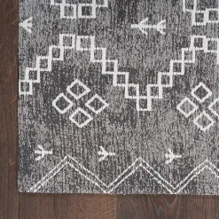 Kirklands Home Gray Distressed Geo Markings Accent Rug, 2x3 New