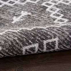 Kirklands Home Gray Distressed Geo Markings Accent Rug, 2x3 New