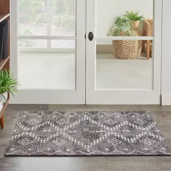Kirklands Home Gray Distressed Geo Markings Accent Rug, 2x3 New