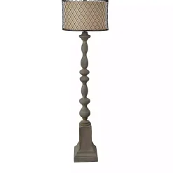 Kirklands Home Gray Distressed Metal Encased Shade Floor Lamp Tan New