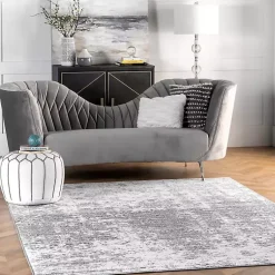 Kirklands Home Gray Distressed Power Loomed Area Rug, 8x12 New