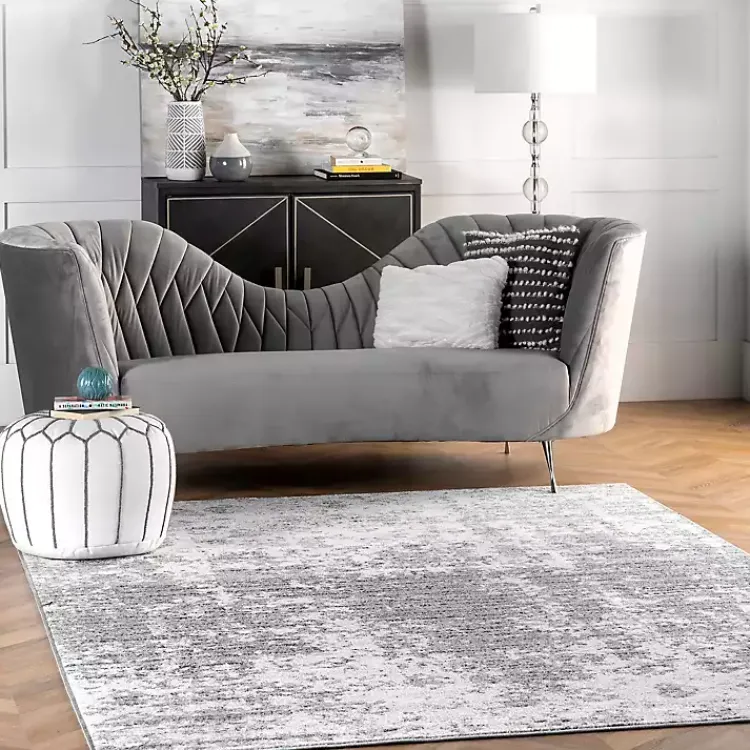 Kirklands Home Gray Distressed Power Loomed Area Rug, 8x12 New