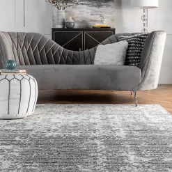 Kirklands Home Gray Distressed Power Loomed Area Rug, 8x12 New