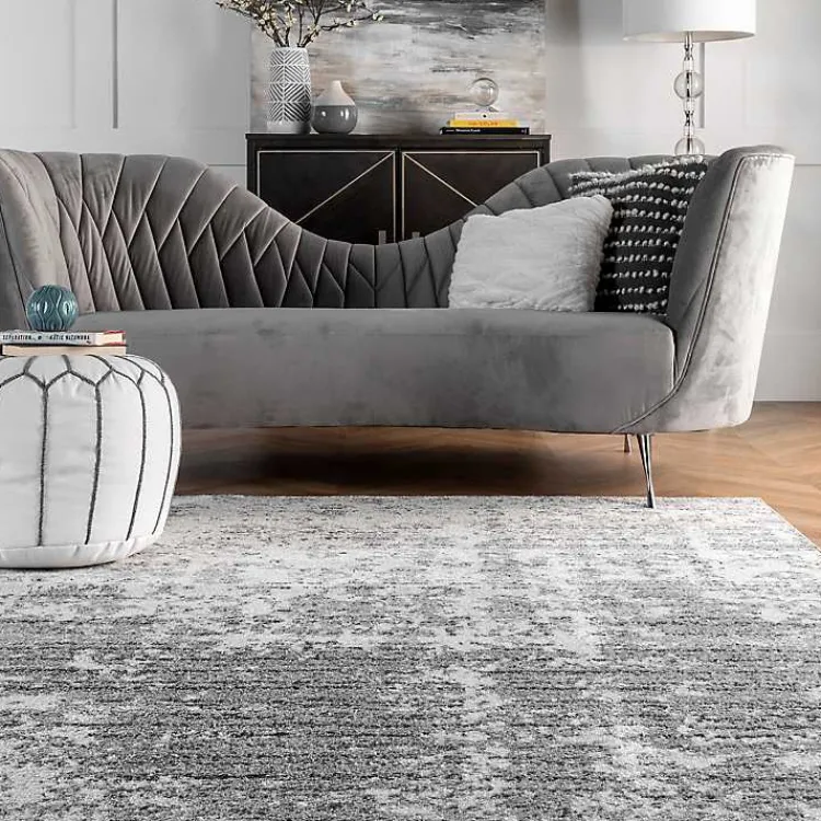 Kirklands Home Gray Distressed Power Loomed Area Rug, 8x12 New