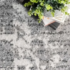 Kirklands Home Gray Distressed Power Loomed Area Rug, 8x12 New