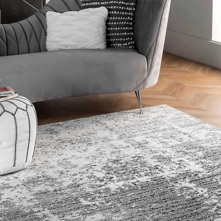 Kirklands Home Gray Distressed Power Loomed Area Rug, 8x12 New
