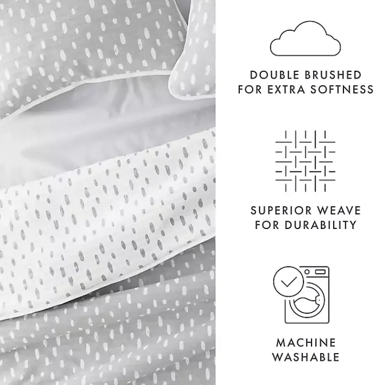 Kirklands Home Gray Dotted Reversible 3-pc. Queen Quilt Set Sale